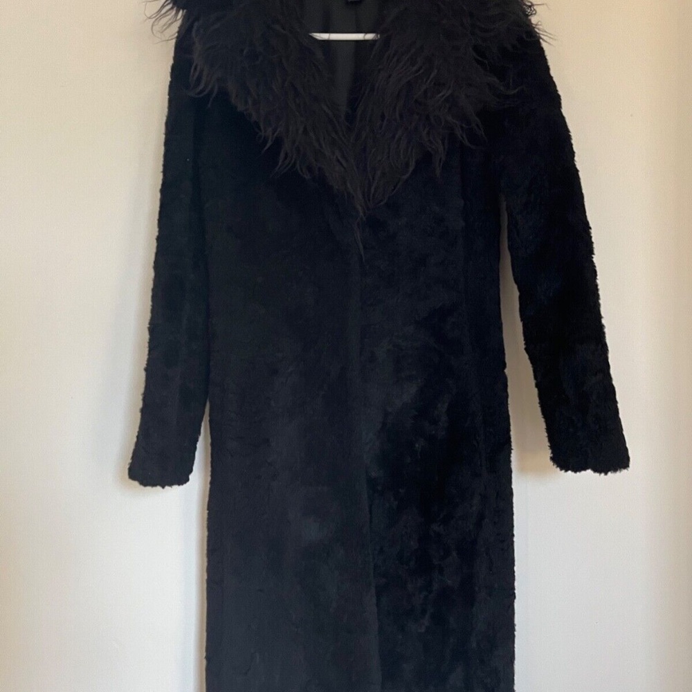 EUC Vintage Vivienne Tam Glamorous Faux Fur long coat Size 2